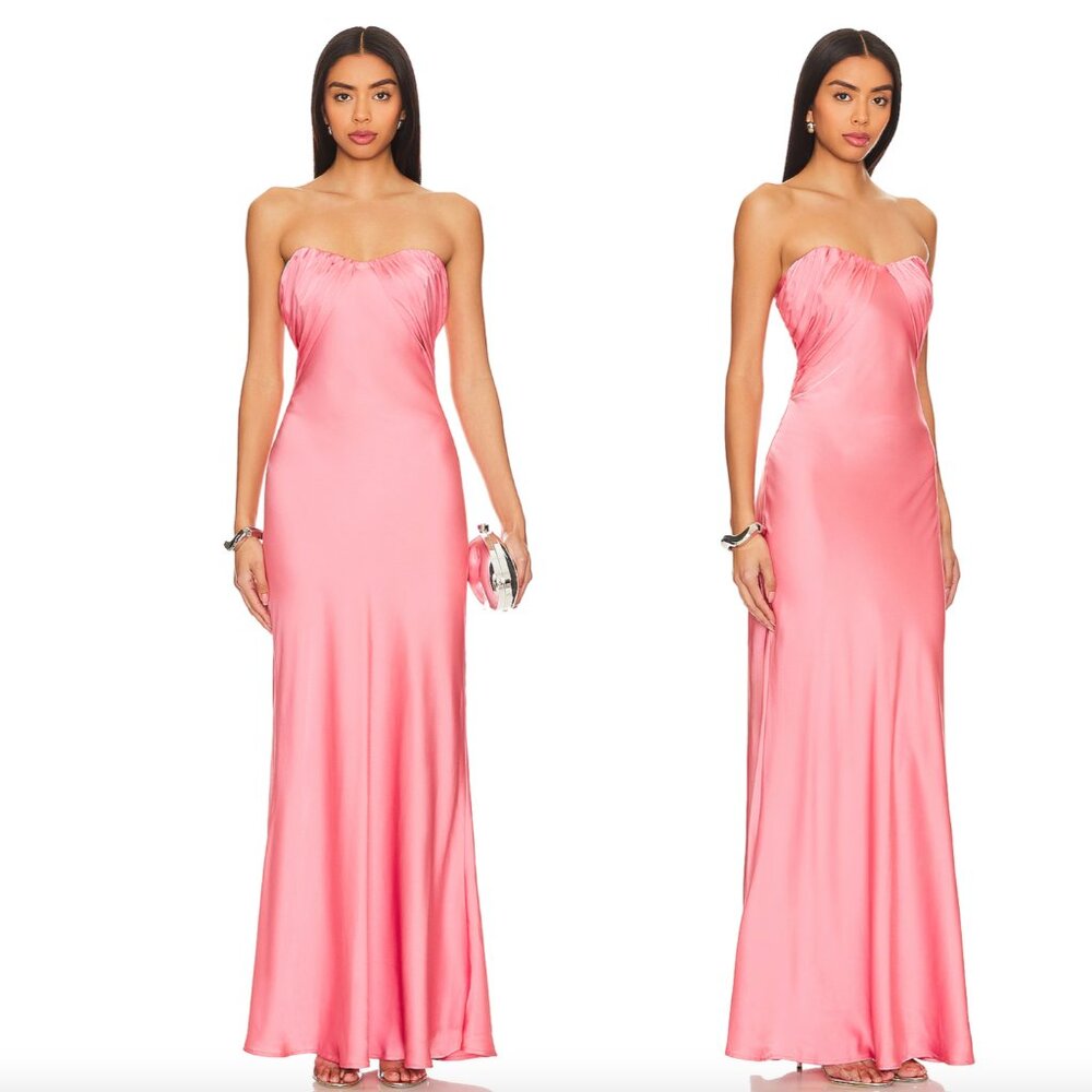 MISHA Livia Maxi Dress in Conch Shell Pink Formal Strapless Gown Medium M